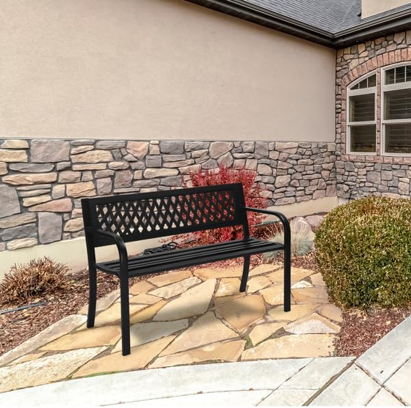 47" Outdoor Bench, 2-Person Garden Benches for Outdoors, All-Weather HIPS Garden Bench,Garden Bench Outdoor Bench Patio Bench for Outdoors Porch Clearance Work Entryway Furniture for Yard 120x52x76cm