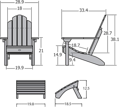 Highwood AD-KITCLAS3-NBE Classic Westport Adirondack Chair with Ottoman, Nantucket Blue