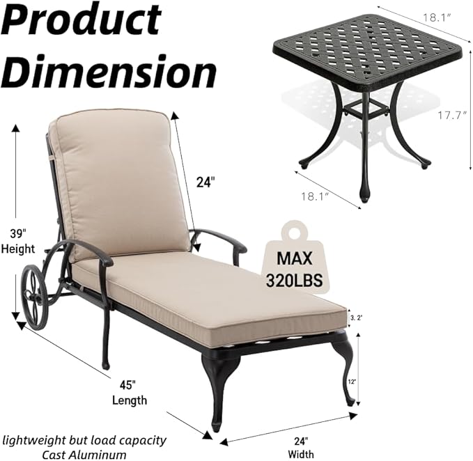 Chaise Lounge Outdoor Chair with Side Table - Photo 2