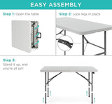 Best Choice Products 4ft Plastic Folding Table, Indoor Outdoor Heavy Duty Portable w/Handle, Lock for Picnic, Party - Photo 7