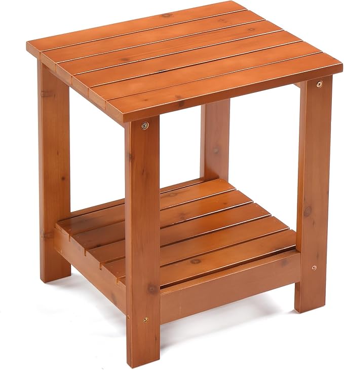 Outvita Outdoor Side Table, Acacia Wooden End Table Small Coffee Table for Patio Balcony Garden Living Room Bedroom Sturdy