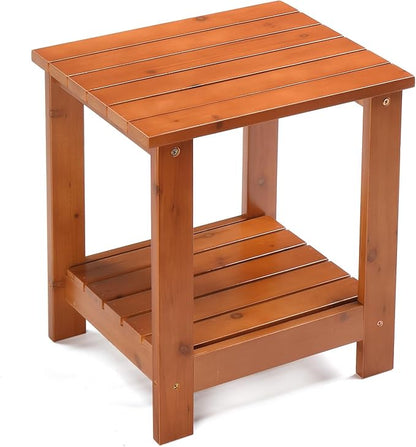 Outvita Outdoor Side Table, Acacia Wooden End Table Small Coffee Table for Patio Balcony Garden Living Room Bedroom Sturdy