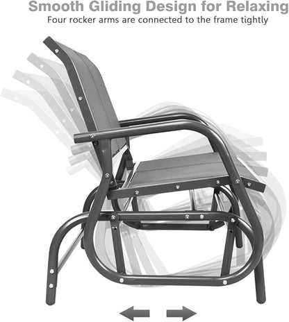 DORTALA 48'' Outdoor Patio Swing Glider Bench Chair, Cozy Patio Bench for 2 People, Steel Rocking Garden Loveseat with Spacious Space, Swing Lounge Glider Chair for Patio Backyard Poolside Lawn, Grey