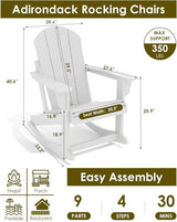 GREENVINES Adirondack Rocking Chair | HDPE Plastic | Porch Rocker | Chair for Outdoor Patio Deck | All Weather | White - Photo 3