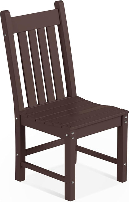 Costaelm Armless Outdoor Chair, Patio Adirondack Chair, HDPE Poly Lumber Waterproof Restaurant Bistro Kitchen Dining Chair for Outside Porch Backyard Garden, Dark Brown