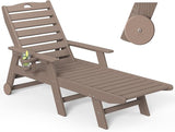 nalone HDPE Chaise Lounge Chair Outdoor with Wheels & Cup Holder, Pool Lounge Chairs with 5-Position Adjustable Backrest - Photo 1