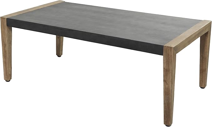 Deco 79 Wood Outdoor Coffee Table with Wood Legs, 44" x 24" x 17", Dark Gray