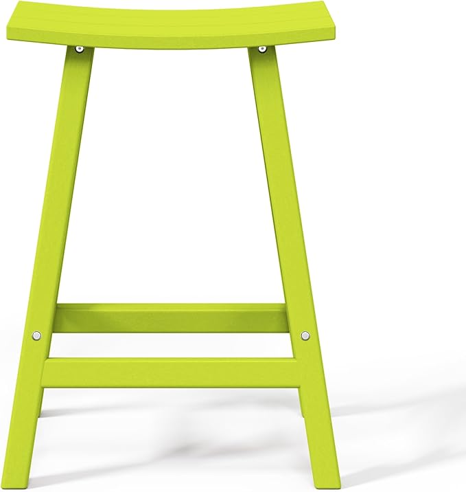 WestinTrends Malibu 24 Inch Outdoor Bar Stools, All Weather Resistant Poly Lumber Adirondack Counter Height Stools, Lime