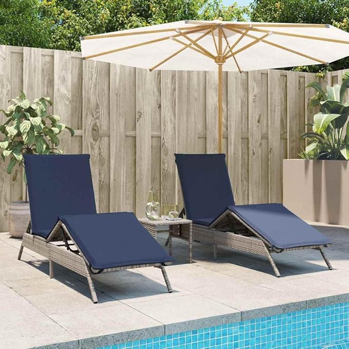 Patio Sun Lounger with Adjustable Backrest and Cushions, Outdoor Chaise Lounge Chair - Photo 1