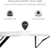 Giantex Picnic Table Bench Set Outdoor Camping All Weather Metal Base Wood-Like Texture Backyard Poolside Dining Party - Photo 6