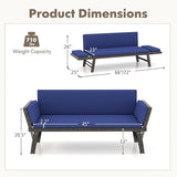 Tangkula Outdoor Convertible Sofa Daybed with Adjustable Armrests, PE Rattan Patio Couch Furniture with Thick Cushions - Photo 3