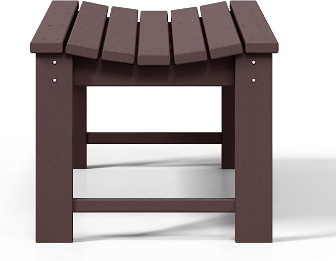 WestinTrends Malibu Outdoor Bench, All Weather Resistant Poly Lumber Backless Patio Garden Bench, Adirondack Curved Bench Seat for Comfort, Dark Brown