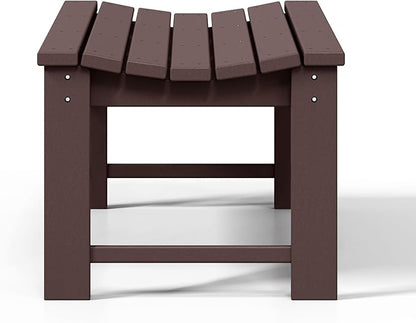 WestinTrends Malibu Outdoor Bench, All Weather Resistant Poly Lumber Backless Patio Garden Bench, Adirondack Curved Bench Seat for Comfort, Dark Brown