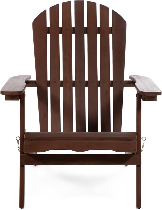 Elk 34 in. W All Weather Outdoor Patio Eucalyptus Wood Adirondack Chair Solid Wood for Outdoor Fire Pit, Deck, Beach, Garden, Campfire Chairs, Weather Resistant Easy Installation, Dark Brown