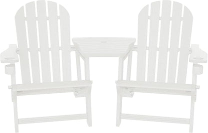 WestinTrends Azura Outdoor HDPE Adirondack Chairs with Connecting Table Tray (Set of 2), White