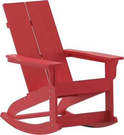 Taylor & Logan Ebbe Modern All-Weather 2-Slat Poly Resin Adirondack Chair in Red