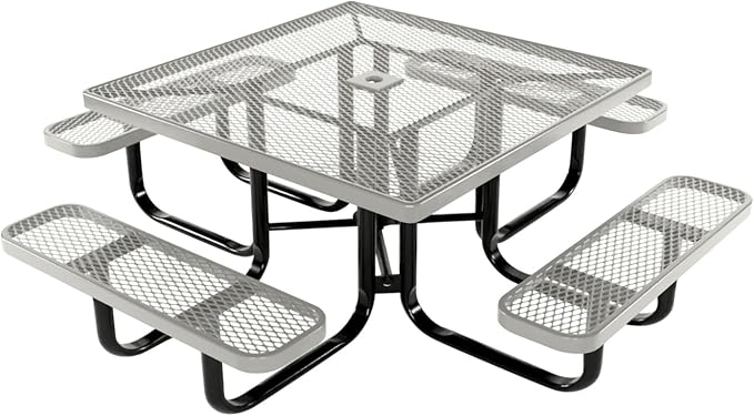 COATEDOUTDOORFURNITURE Heavy-Duty Portable Outdoor Kids Table with Umbrella Hole, Expanded Metal Kids Picnic Table - Photo 1