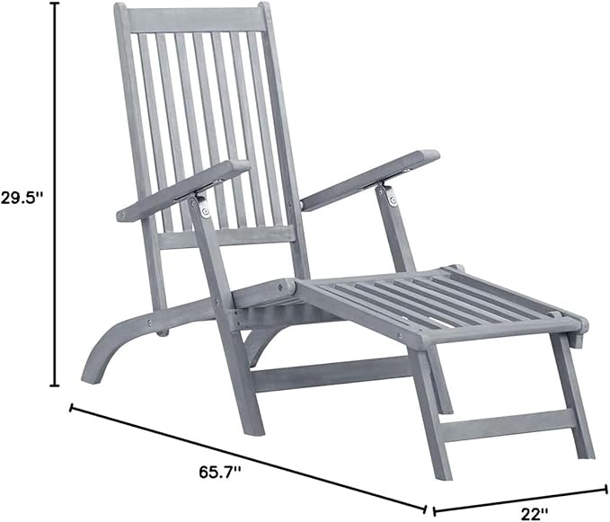 Patio Deck Chair outdoor chaise,outdoor lounge chairs set of 2,chaise lounge,lounge chairs for outside,pool lounge chairs,outdoor chaise lounge,with Footrest and Cushion Solid Acacia Wood