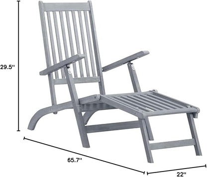 Patio Deck Chair outdoor chaise,outdoor lounge chairs set of 2,chaise lounge,lounge chairs for outside,pool lounge chairs,outdoor chaise lounge,with Footrest and Cushion Solid Acacia Wood