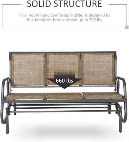 Outdoor Park Bench Backyard Garden, Front Porch, or Walking Path Furniture Seating, Outdoor Metal Garden Bench Patio Park Bench, Patio Park Bench Breathable Mesh Fabric 57.75" L x 29.5" W x 33.5" H