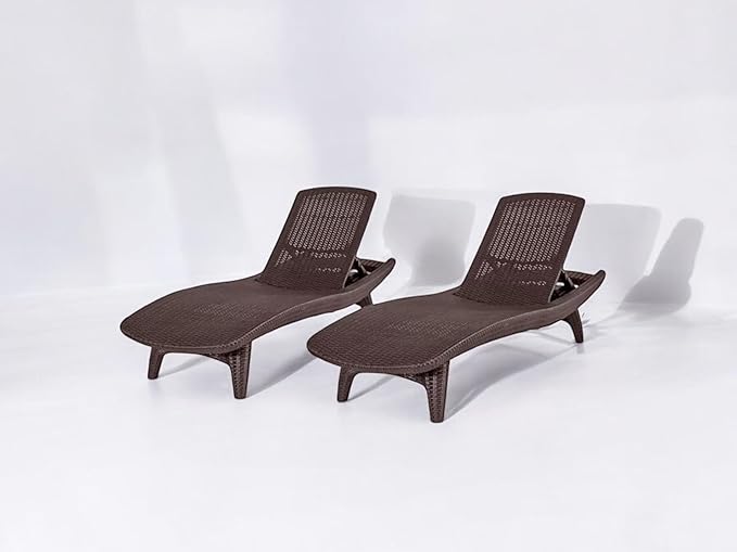2-Pack All-Weather Grenada Chaise Loungers, Woven Resin (Brown)
