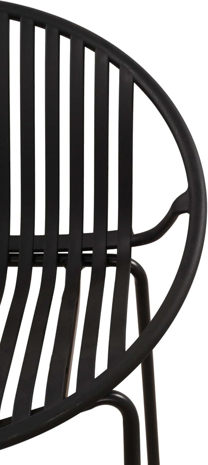 2 Pieces Outdoor Dining Chair,Modern Style Patio Dining Chairs,Breathable Design Stackable Lawn Chairs,Metal Legs+Plastic Backrest,for Patio Or Restaurant Garden (Black)