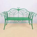 Elegant Green Metal Garden Bench, Outdoor Patio Seat with Exquisite Carvings for Lawn, Park - Photo 1