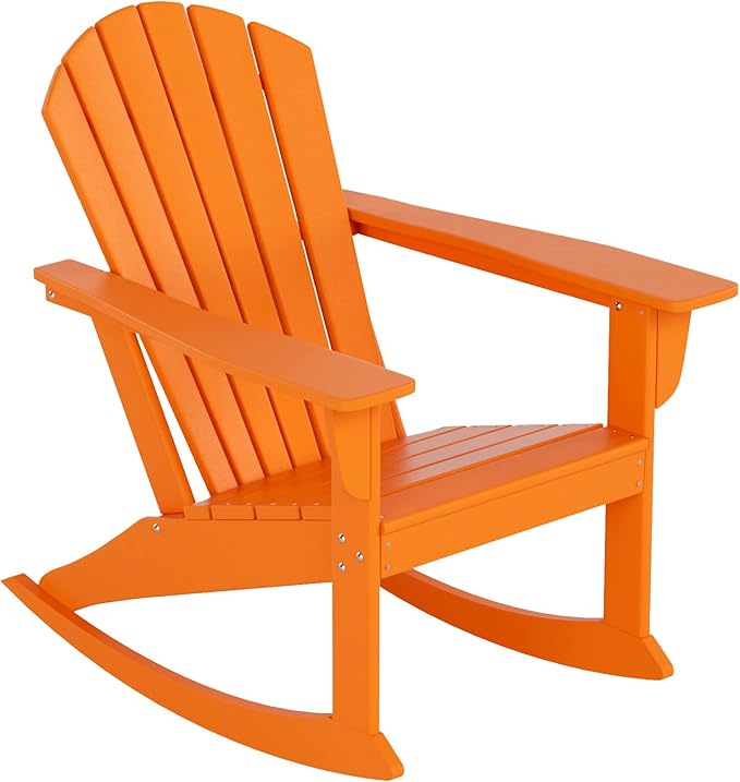 WO WESTIN OUTDOOR HDPE Altura Outdoor Rocking Poly Adirondack Chair, Orange