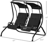 Outsunny Patio Swing Chair with 2 Separate Seats, Outdoor Swing Glider with Removable Canopy and Cup Holders, for Porch - Photo 7