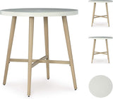 Signature Design by Ashley Seton Creek Casual Outdoor Bar Table with Umbrella Hole, Beige & White - Photo 7