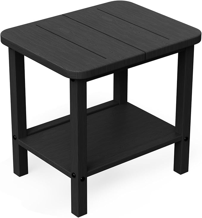 Patio Side Table, Outdoor HDPE Adirondack End Table for Patio,Outdoor Side Table for Backyard, Garden, Pool, Lawn,Black - Photo 1