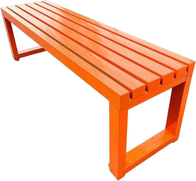 Outdoor Garden Bench,Metal Patio Bench,Weatherproof Backless Benches 2-Person Balcony Seat for Front Porch,Park,Backyard,Entryway 880 Lbs Weight(Orange,47.2 Inch)
