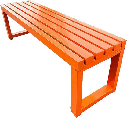 Outdoor Garden Bench,Metal Patio Bench,Weatherproof Backless Benches 2-Person Balcony Seat for Front Porch,Park,Backyard,Entryway 880 Lbs Weight(Orange,47.2 Inch)
