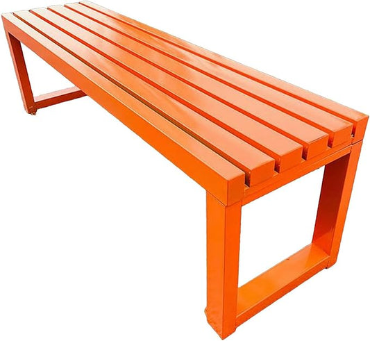 Outdoor Garden Bench,Metal Patio Bench,Weatherproof Backless Benches 2-Person Balcony Seat for Front Porch,Park,Backyard,Entryway 880 Lbs Weight(Orange,71 Inch)