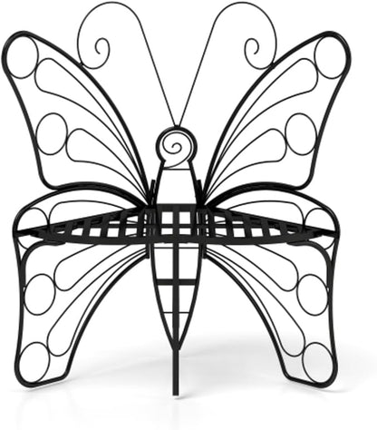 Outdoor Bench Patio Seating, Modern Butterfly Shaped Metal Garden Bench, Park Bench Outdoor Seating, Multifunctional Chair for Garden, Patio, Park, Entrance