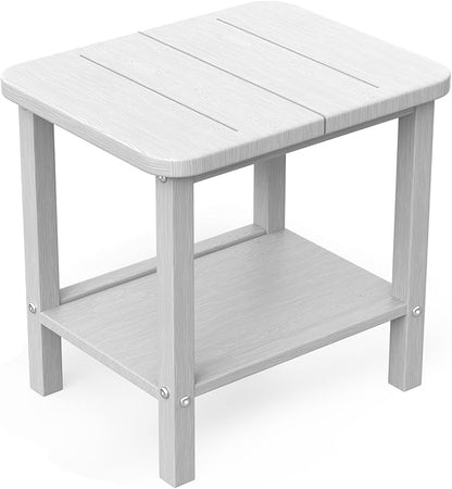 Patio Side Table, Outdoor HDPE Adirondack End Table for Patio, Backyard,Outdoor Side Table for Garden, Pool, Lawn,White