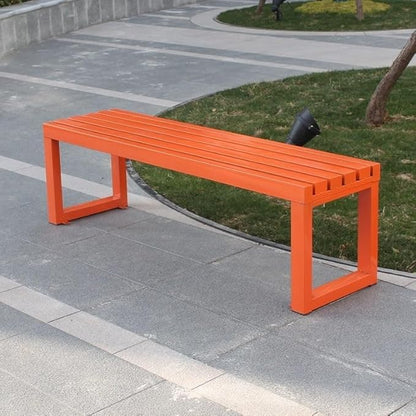 Weatherproof Metal Dining Bench, Outdoor Bench Backless Patio Bench 2-Person Farmhouse Bench Garden Bench for Kitchen, Living Room, Entryway(Orange,59in)