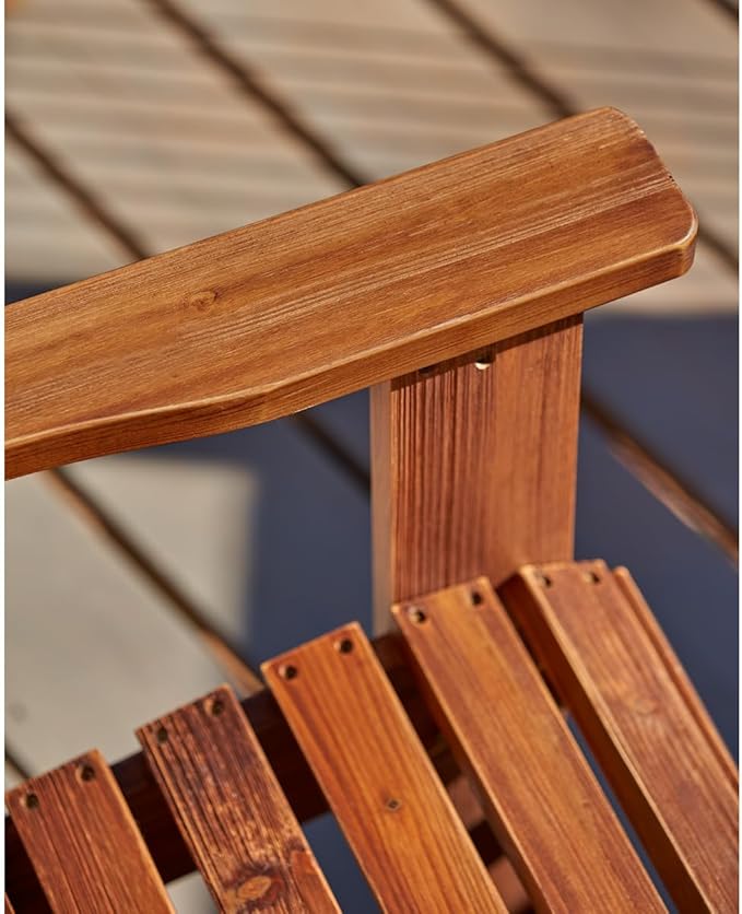 Shine Company Marina Adirondack Porch Rocker, Indoor Outdoor Wood Rocking Chair, Oak