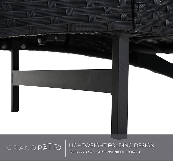 Grand patio Outdoor Lounge Chairs 2 Pieces Patio Wicker Aluminum 4-Position Reclining Folding Chaise Lounge with Cushions for Poolside Beige