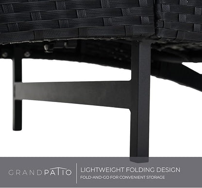 Grand patio Outdoor Lounge Chairs 2 Pieces Patio Wicker Aluminum 4-Position Reclining Folding Chaise Lounge with Cushions for Poolside Beige