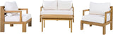 4 Piece Acacia Wood Patio Furniture Set with Coffee Table, Loveseat and 2 Chairs - Photo 5