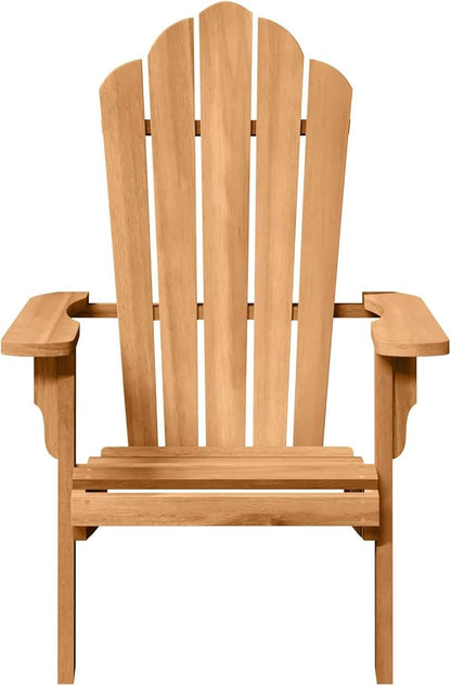 Set of 2 Adirondack Chairs, Solid Teak Wood Outdoor Patio Furniture for Garden, Backyard, Deck, Weather-Resistant Ergonomic Reclining Chairs, Brown