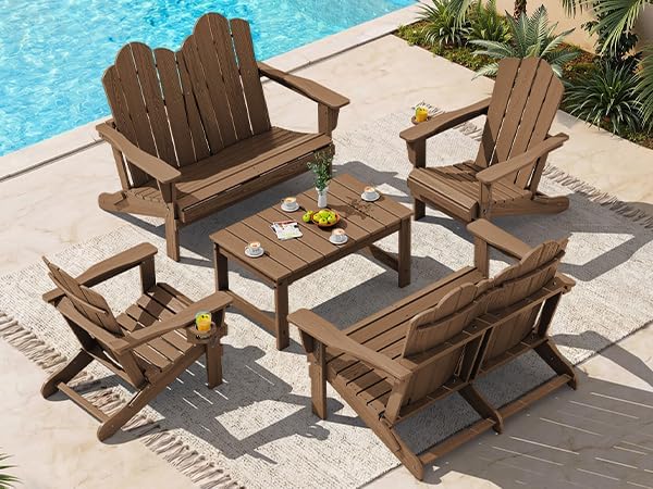 SERWALL 5 Pieces HDPE Patio Adirondack Chair Set - Photo 1