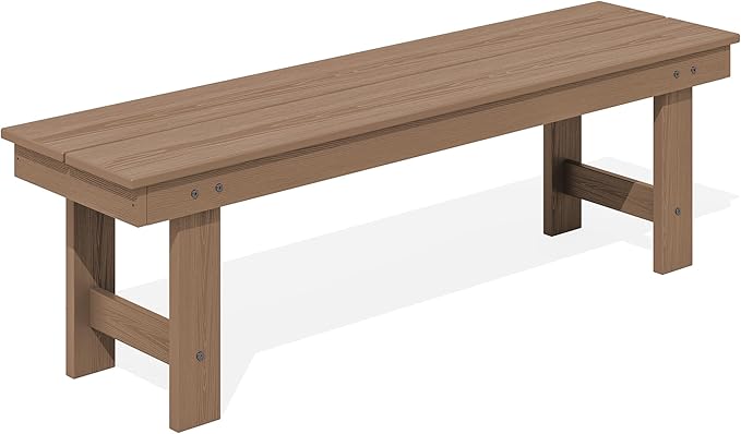SERWALL 2-Person Outdoor Bench Backless, HDPE Outdoor Benches Weatherproof, 700 Lbs Weight Capacity, Poly Lumber Patio Furniture for Garden, Porch and Park, Brown