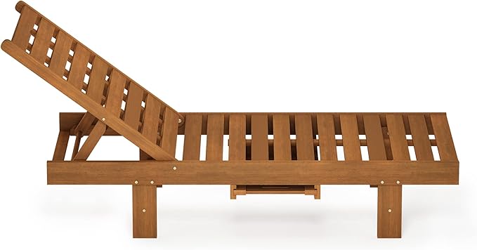 Furinno TIOMAN Outdoor Lounger, Malo Sun Lounge Chair with Tray, for Patio, Garden, Porch, Natural - Photo 5