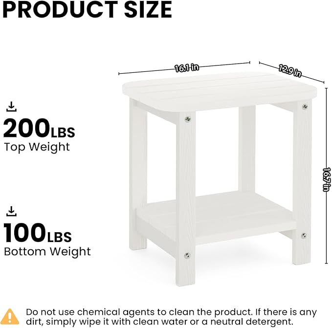 2-Tier Outdoor Side Table, 16" Adirondack Small Side Table All Weather Resistant, Patio End for Outside or Indoor, Patio - Photo 3