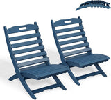 GREENVINES Folding Wave Chairs Set of 2 | Xavier | Portable Adirondack Chair | HDPE | All Weather | Blue - Photo 1