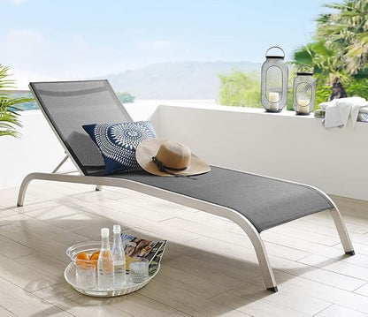 Modway Savannah Outdoor Patio Mesh Chaise Lounge Chair in Black
