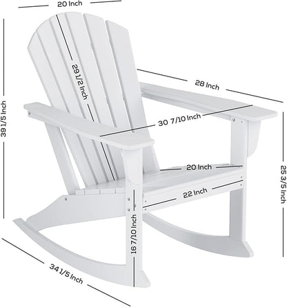 WestinTrends Dylan Outdoor Patio Poly Plastic Adirondack Rocking Chair, White