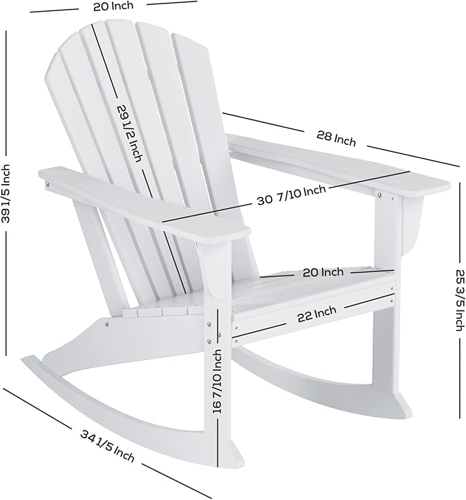 WO WESTIN OUTDOOR HDPE Altura Outdoor Rocking Poly Adirondack Chair, Red